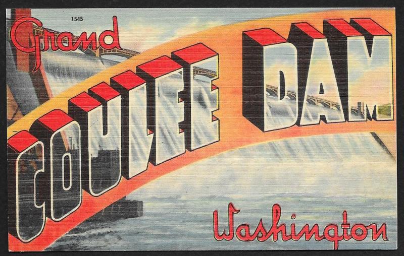 Greetings from Grand Coulee Dam Washington Unused c1940s