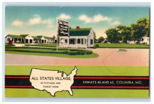 Vintage Cottages Hiway 40 And 63, Columvia, MO. Postcard F125E