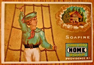 Victorian Trade Card Antique Soapine Sailor Boy Providence Rhode Island Look!!!
