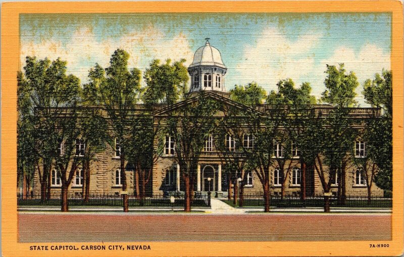 State Capitol Carson City Nevada NV Linen Postcard VTG UNP Curteich Vintage 