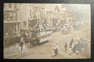 Mint Vintage Early 1900s Parade Small Town US Patriotic Real Photo Postcard RPPC