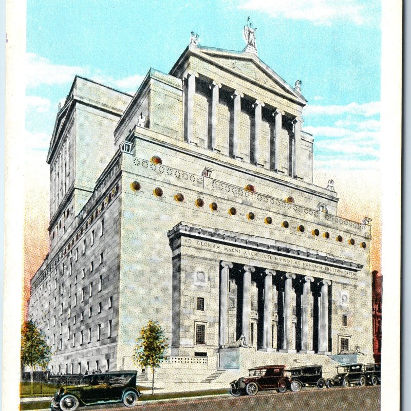 c1920s St. Louis, MO New Masonic Temple Roadside Touring Cars Neoclassical A327