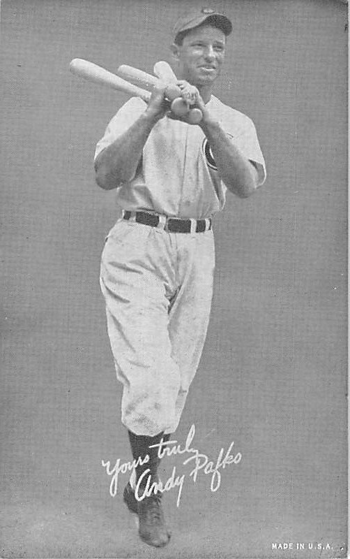 Andy Pafko Baseball Exhibition Card View Postcard Backing 