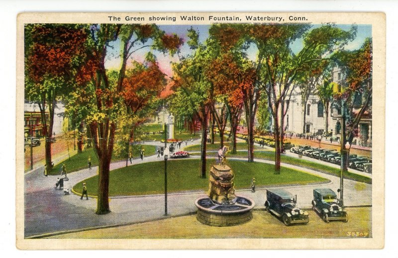 CT - Waterbury. The Green Showing Welton Fountain