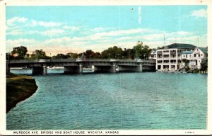 Kansas Wichita Murdock Avenue Bridge and Boat House Curteich