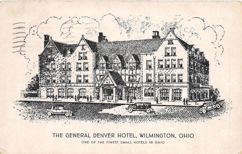 A77/ Wilmington Ohio Postcard 1937 General Denver Hotel Automobiles