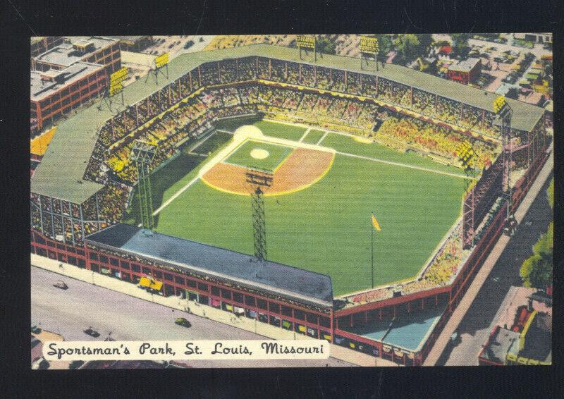 SAINT ST. LOUIS CARDINALS BASEBALL STADIUM SPORTSMAN'S PARK VINTAGE POSTCARD