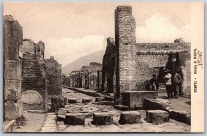 Vtg Pompei Italy Strada di Stabbia Road 1910s Old View Postcard