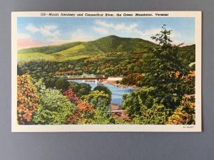 Mt. Ascutney & Connecticut River  Green Mountains VT Linen Postcard A1143091925