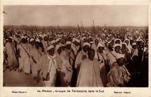 PC CPA MOROCCO, FLANDRIN 45, GROUPE DE FANTASSIN, REAL PHOTO POSTCARD (b12120)