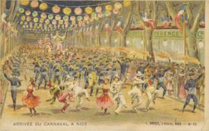 Arrivée Du Carnaval A Nice France Carnival Dancers Band Torches Postcard D21