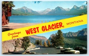 WEST GLACIER,. MT Montana ~ NATIONAL PARK Scenes c1950s Banner  Postcard