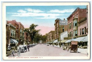 c1920 Main Street Looking North Classic Cars Herkimer New York Unposted Postcard