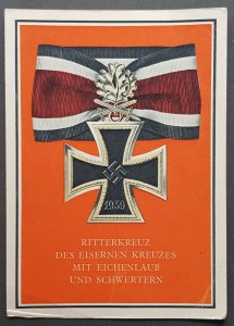 THIRD 3rd REICH ORIGINAL CARD WW2 KNIGHTS CROSS  OAK LEAVES, SWORDS & DIAMONDS