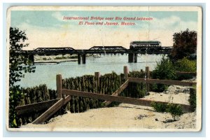 c1910s Bridge Over Rio Grande, Between El Paso and Juarez Mexico Postcard