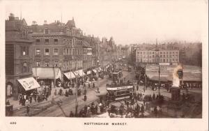 BR70407 nottingham market double decker tramway uk