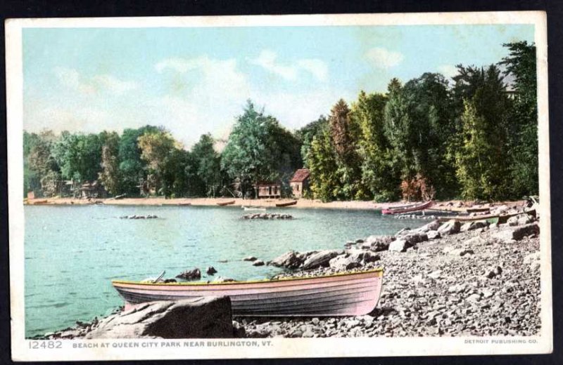 Vermont BURLINGTON Beach at Queen City Park PHOSTINTCARD White Border