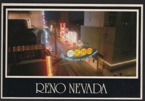 Nevada RENO Down Town North Virginia Street with Arch  ~ Cont'l