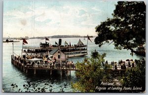 Vtg Portland Maine Steamer Pilgim at Landing Peaks Island 1905 View Postcard