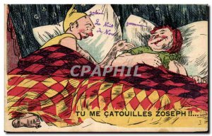 Old Postcard Tu Catouilles Zoseph Couple Humor