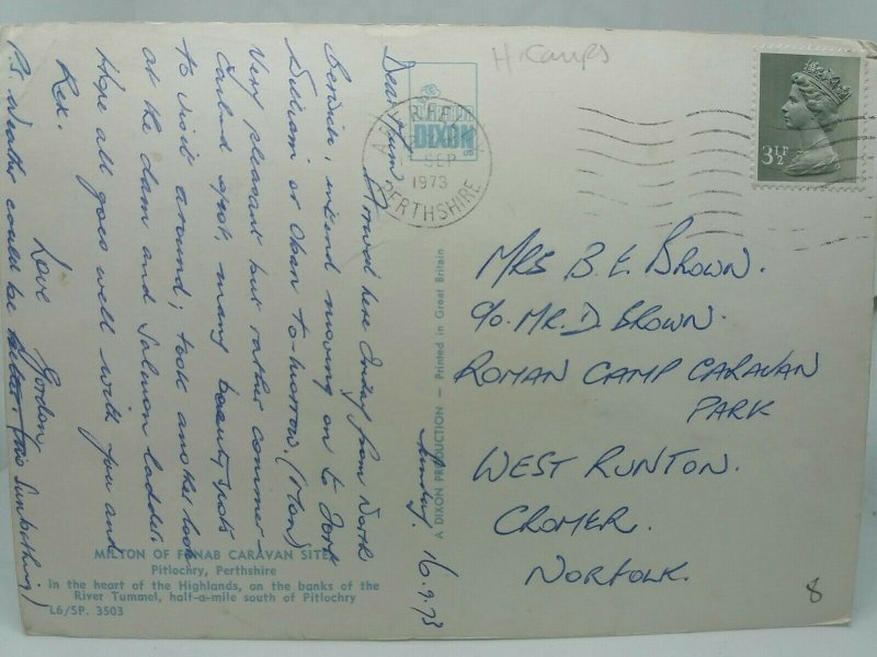 Vintage Postcard Milton of Fonab Caravan Site Pitlochry Perthshire Scotland