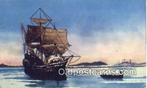 The Mayflower, Plymouth Harbor, Massachusetts, MA USA Sailboat 1953 light wea...