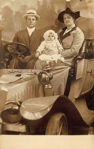 Coney Island NY Studio Mom Dad & Baby Family Real Photo Postcard