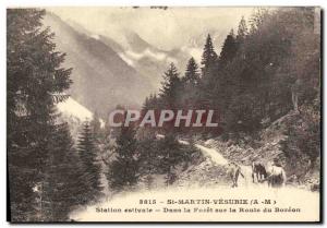 Old Postcard St Martin Versubie Station Summer in the Forest on the road Boreon