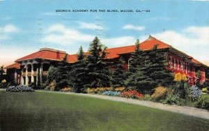 GA, Macon  GEORGIA ACADEMY FOR THE BLIND~School  1942 Kropp Linen Postcard