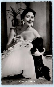 RPPC Glamorous CATERINA VALENTE Italian Singer Dancer BLACK POODLE  Postcard