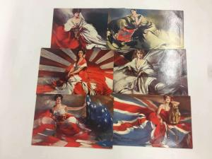 Group Of 6 International Ladies Beauty Women Country Flag Postcards K99828