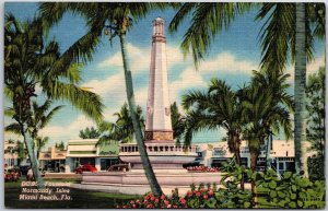 Fountain Normandy Isles Miami Beach Florida Monument Palms Landscapes Postcard