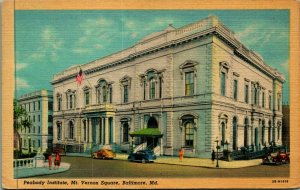 Peabody Institute Mt Vernon Square Baltimore Maryland MD Linen Postcard B6