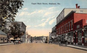 Madison Maine scene on Upper Main Street antique pc DD7169