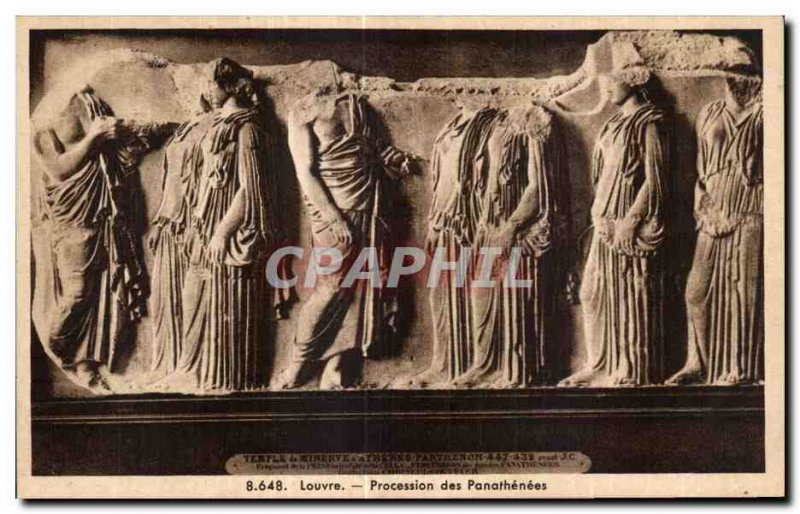 Old Postcard Louvre Panathenaic procession