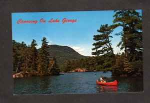NY Canoe Canoeing on Lake George Adirondack Mtns Mountains New York Postcard