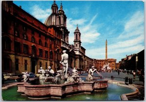 Rome Place Navona Rome Italy Fountain Public Open Space Postcard