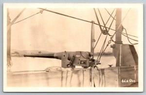 RPPC WW1  US Navy USS Cleveland  6 LB. Gun  Postcard