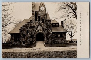 c1910's Town Hall Clock Tower Swansea Massachusetts MA RPPC Photo Postcard