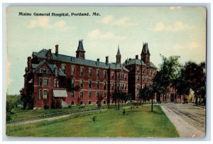 Portland Maine Postcard Maine General Hospital Exterior Building c1910 Vintage