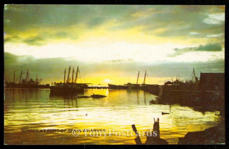 SUNSET AT PORT-OF SPAIN WHARVES