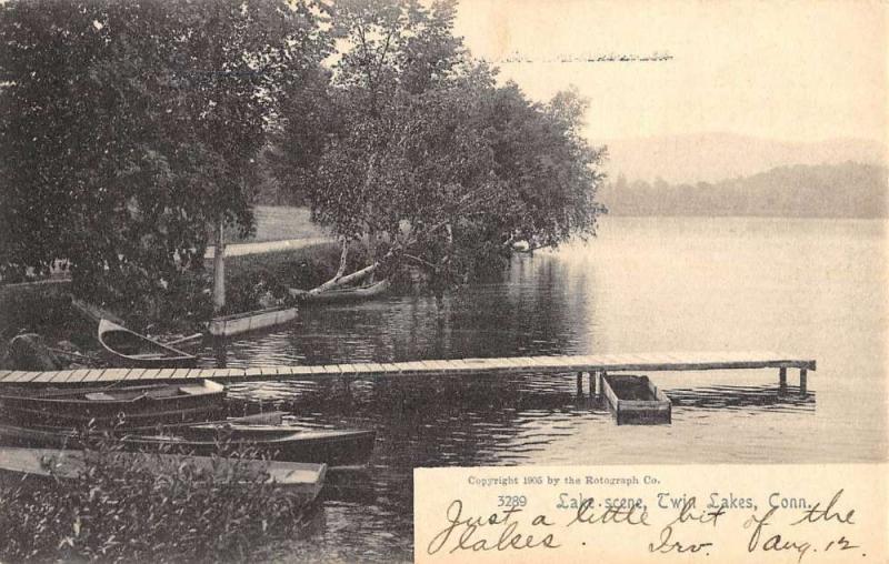 Twin Lakes Connecticut Lake Scene Waterfront Antique Postcard K56673