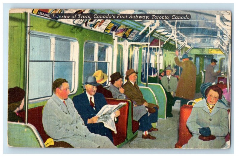 1973 Interior of Train, Canada's First Subway Toronto Canada Posted Postcard 