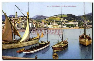 Old Postcard Menton Port and Boat Quay