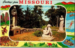 Greetings from Missouri, Statuary at Inspiration Point Branson MO Postcard C75