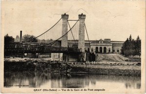 CPA Gray vue de la Gare et du pont suspendu (1273239)