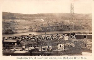 Muskegon River Michigan Hardy Dam Oxbow Overlooking Site Real Photo PC AA71963