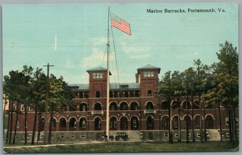 PORTSMOUTH VA MARINE BARRACKS ANTIQUE POSTCARD