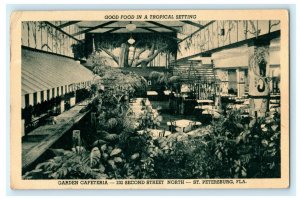 Garden Cafeteria St. Petersburg Florida 1949 Good Food Tropical Setting Postcard 