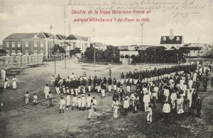 curacao, D.W.I., WILLEMSTAD, Veteran Troop Parade (1909) Morón Postcard